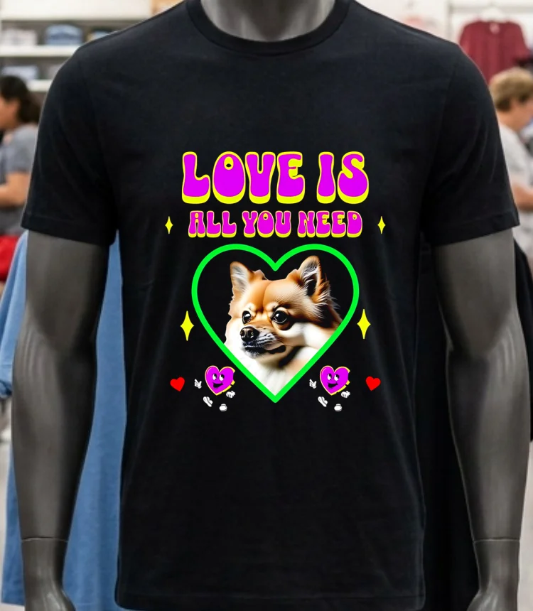 Love Is All You Need Pomeranian Dog Shirt Balck Shirt